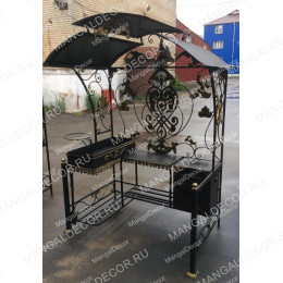 Кованый мангал с печью и крышей "Золотой Вавилон"